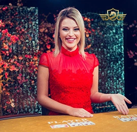 Player celebrating a live blackjack win on 57v